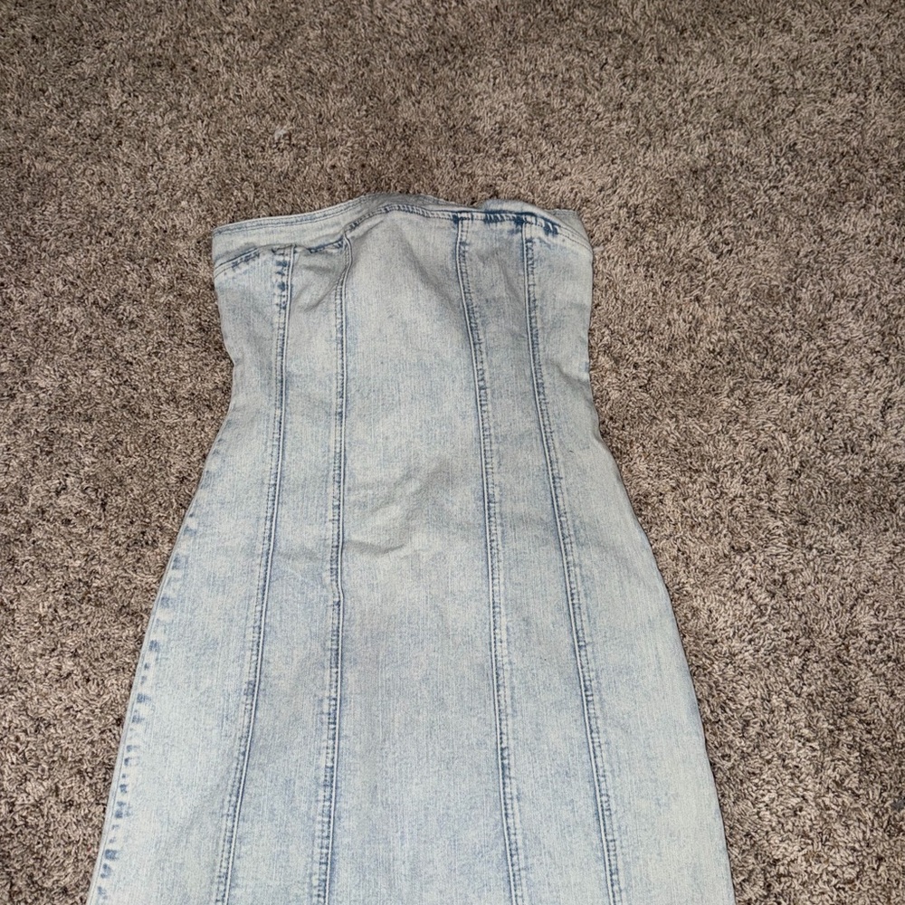 Strapless Light Wash Denim Dress